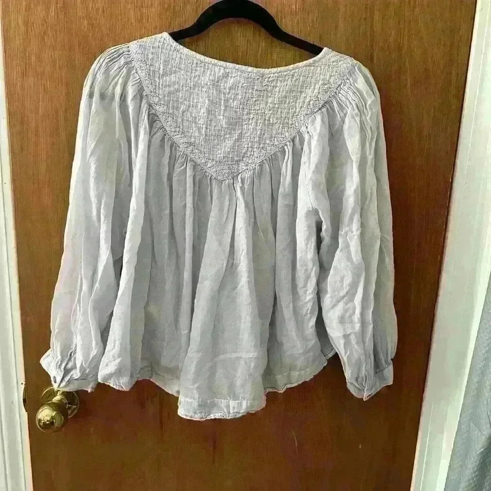 Free People We the Free Cool Meadow Peasant Blouse - Picture 2 of 4